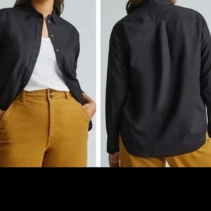 Everlane Womens SZ 2 Silky 100% Cotton relaxed boyfriend button down Indigo Blue